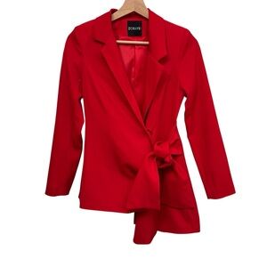 Zcrave: Asymmetric Blazer Women’s Notch Collar Red